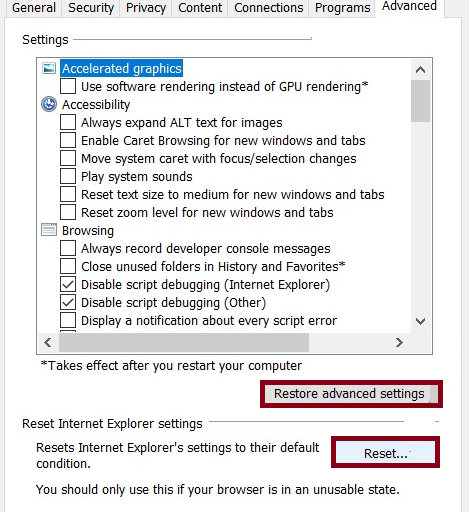 Reset your Internet Explorer Settings.