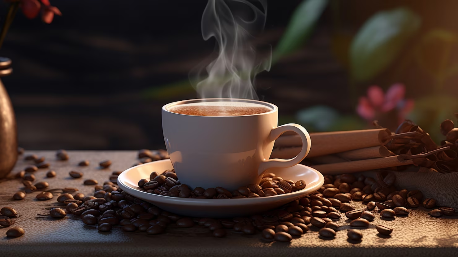 coffee cup with roasted coffee beans
