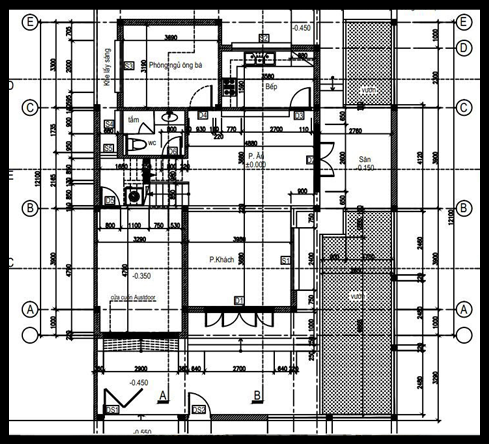 Bản vẽ chi tiết mặt bằng bố trí nội thất tầng 1 của biệt thự mini đẹp 8x13m