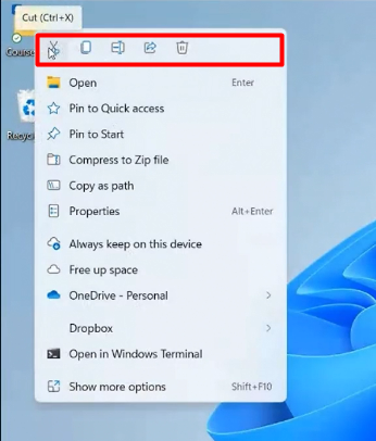 The new right-click menu in Windows 11