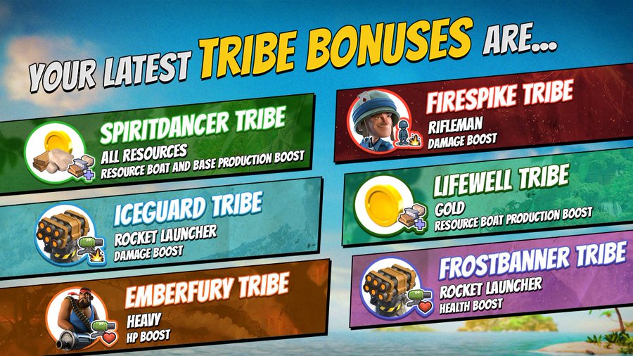 Boom Beach Tribal Bonuses