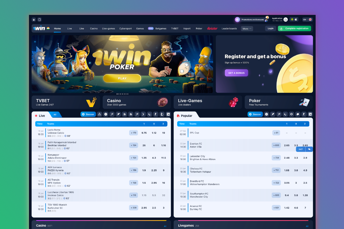 1Win Betting Company – Registration, Sports Line, Live bets