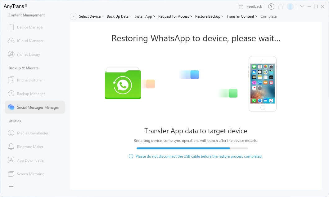 Restore WhasApp to iPhone Now