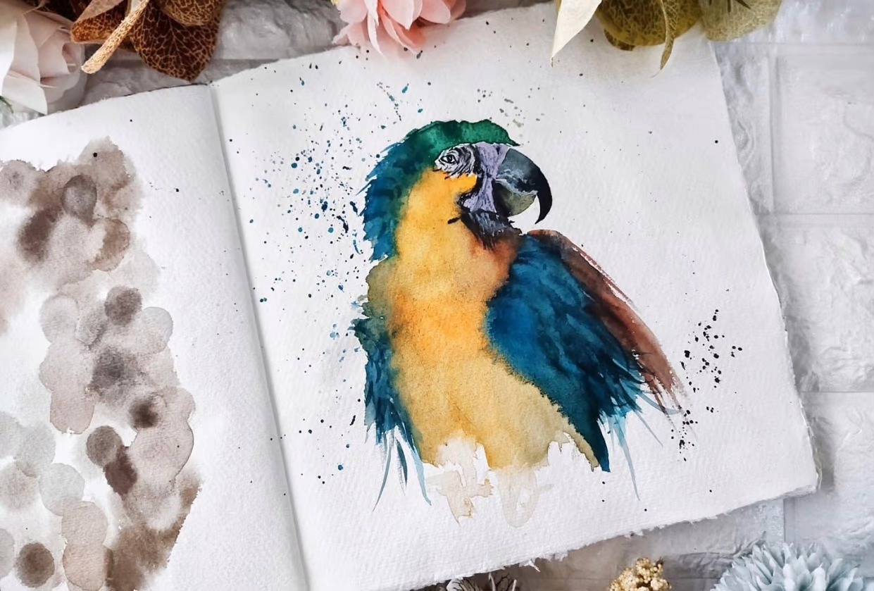 watercolor macaw