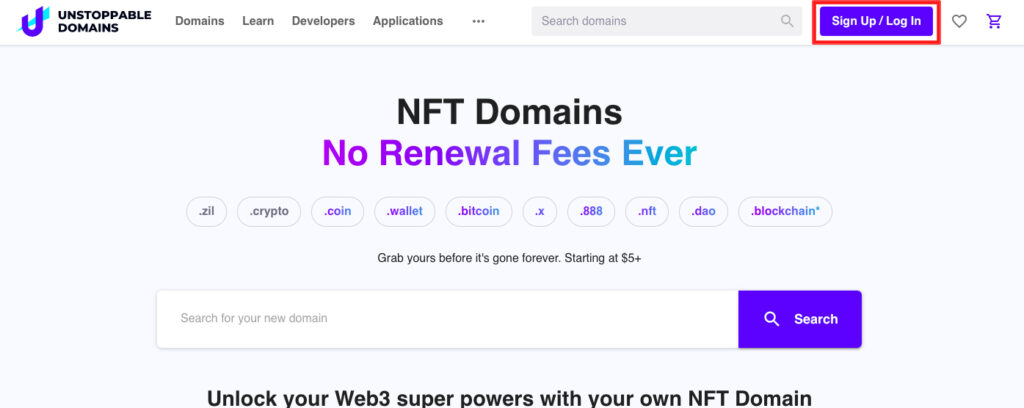 register nft domain step 1
