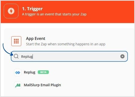 Choose Replug as your Trigger App