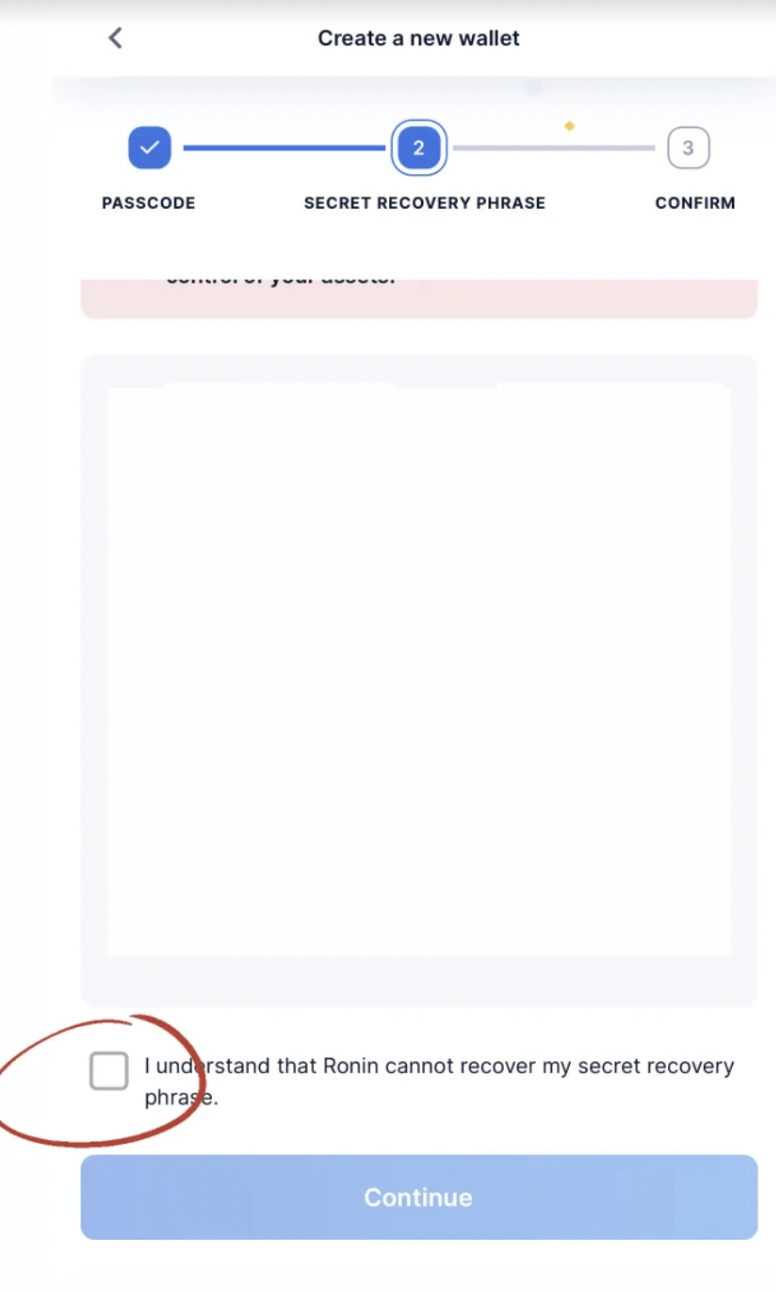 cara membuat dompet baru di ronin wallet