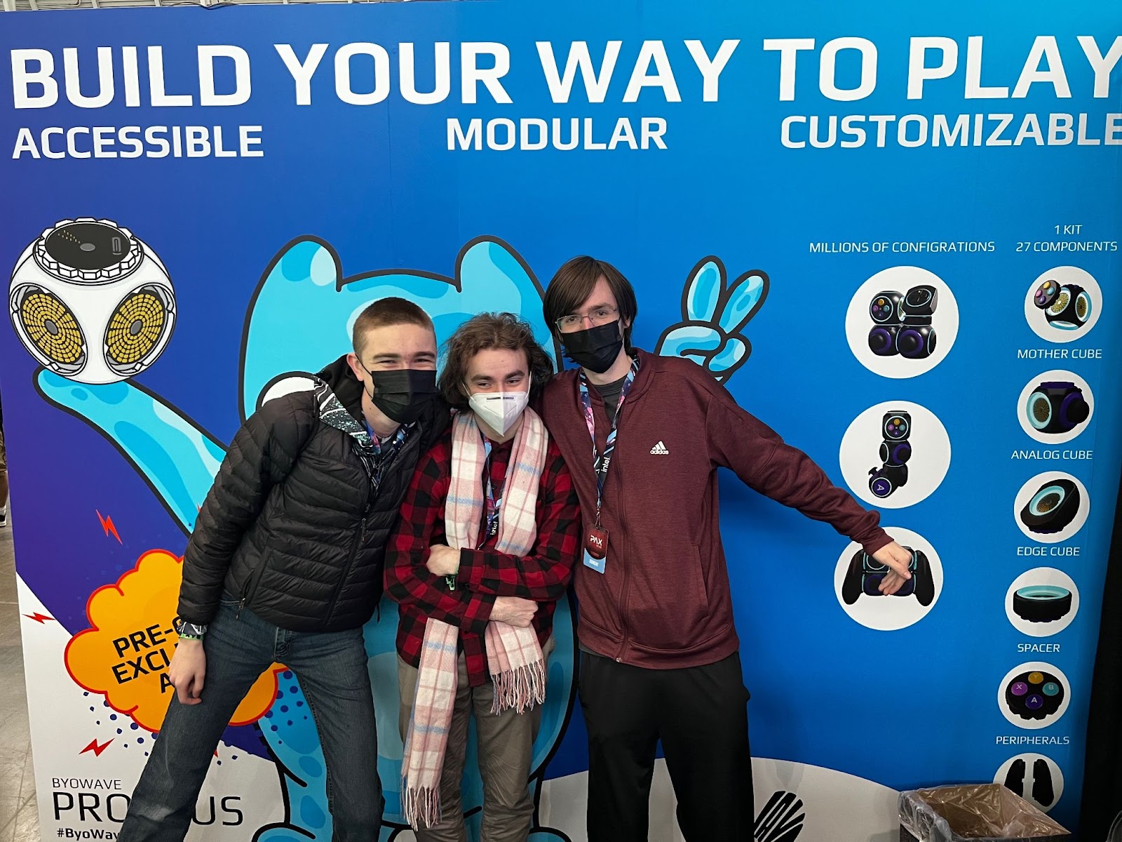 Visitors to our booth posing with Proteus