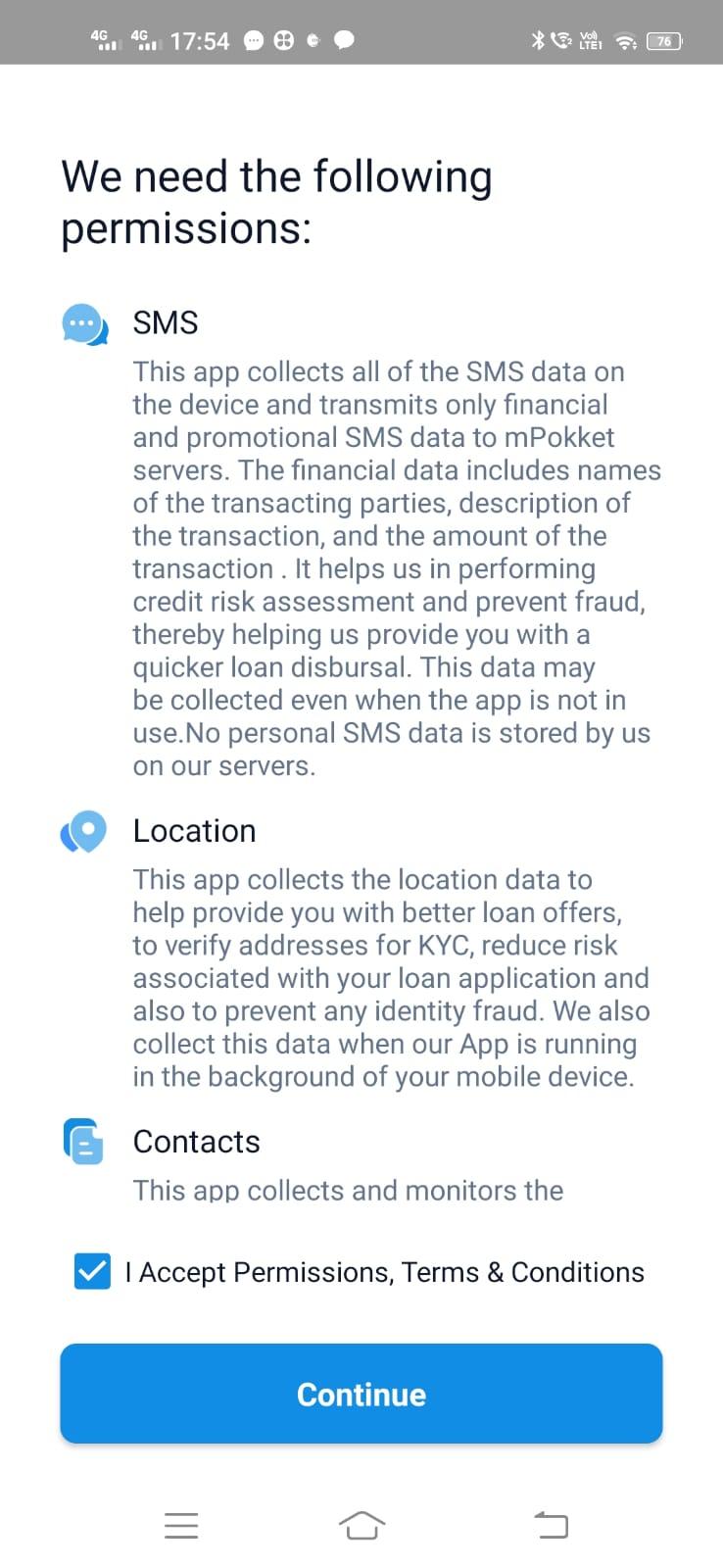 mPokket App sing up