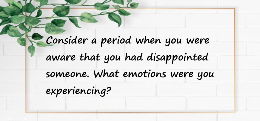 Consider a period when you were aware that you had disappointed someone. What emotions were you experiencing?