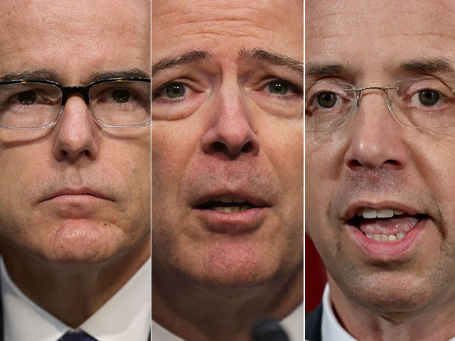 Andrew McCabe, James Comey, and Rod Rosenstein.