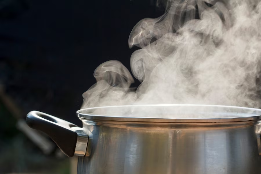 Steam rising from a pot