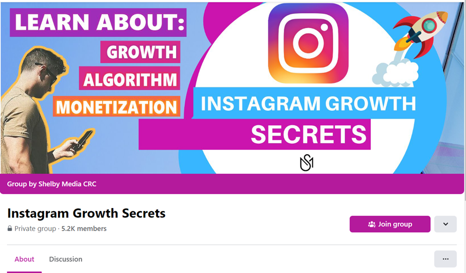 Instagram growth secrets Facebook page
