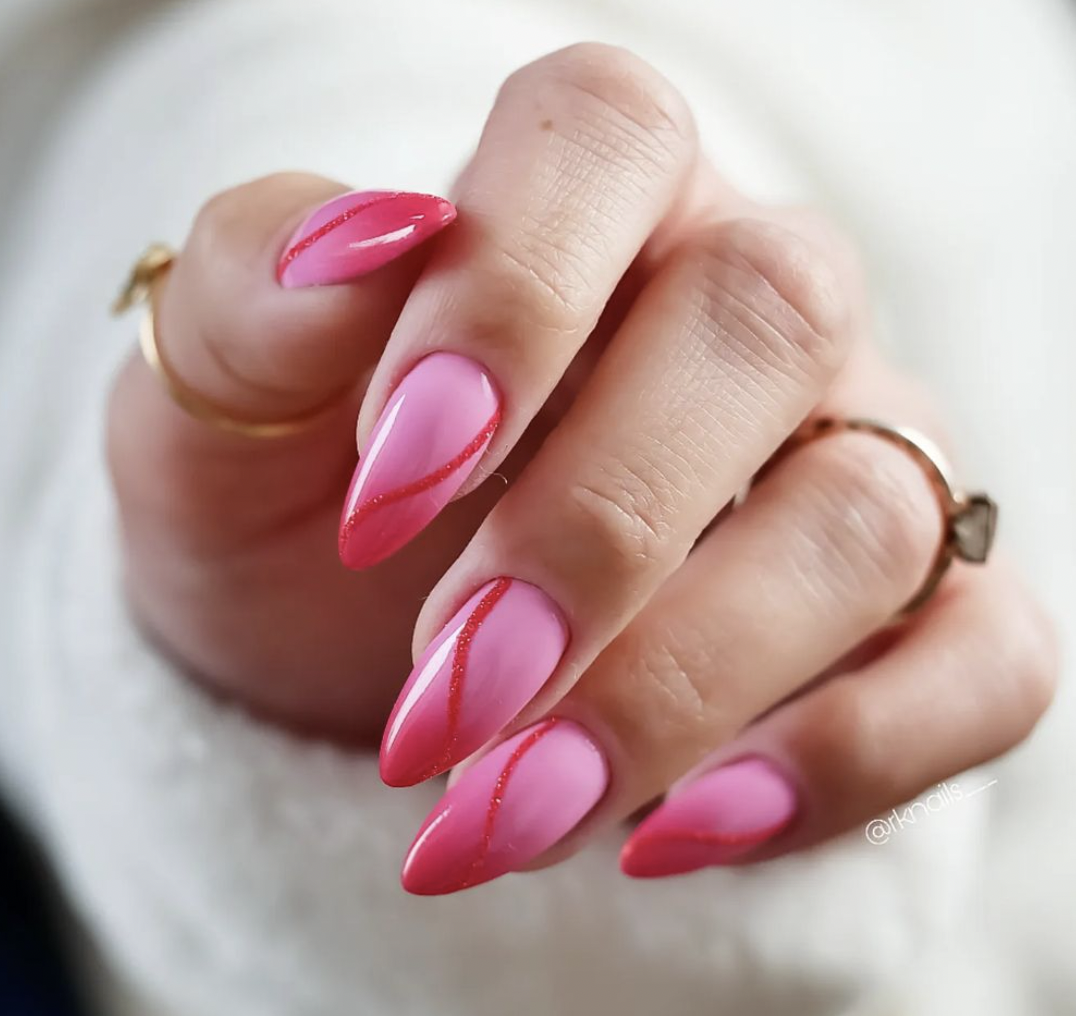 ombre nail art designs - pink swirls