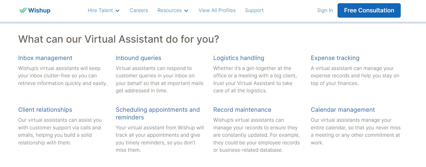 Know what Wishup's virtual assistants can do.