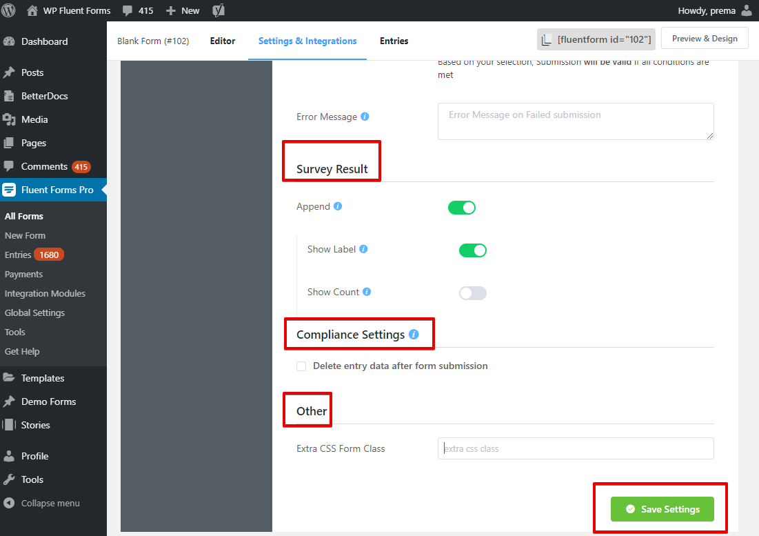 form success message, registration successful message