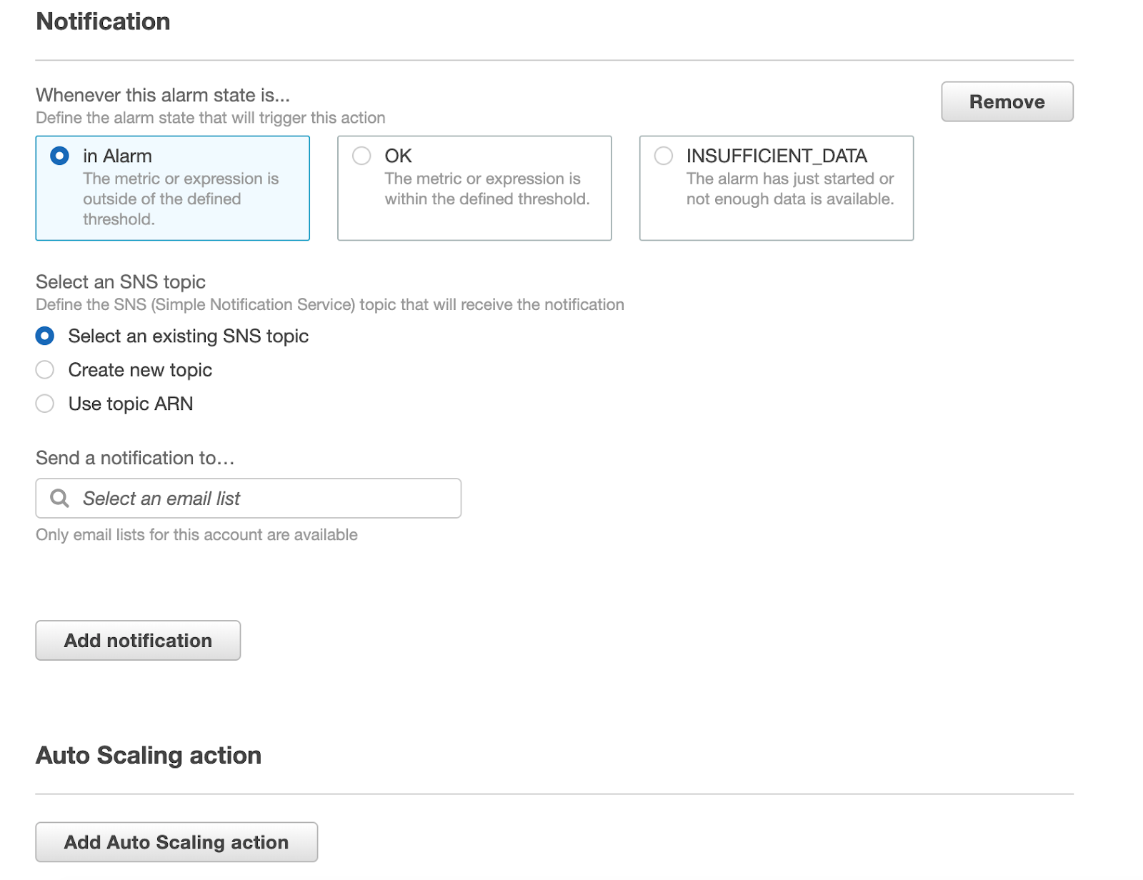 AWS alarm notifications