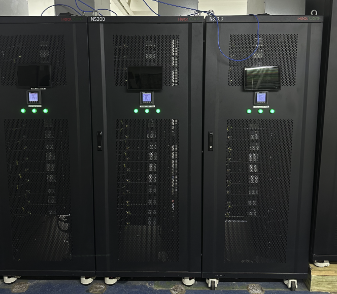 Hydro-cooled data center racks (or “boilers” by the manufacturer) containing 20 units of MicroBT Whatsminer M53 series in each container 