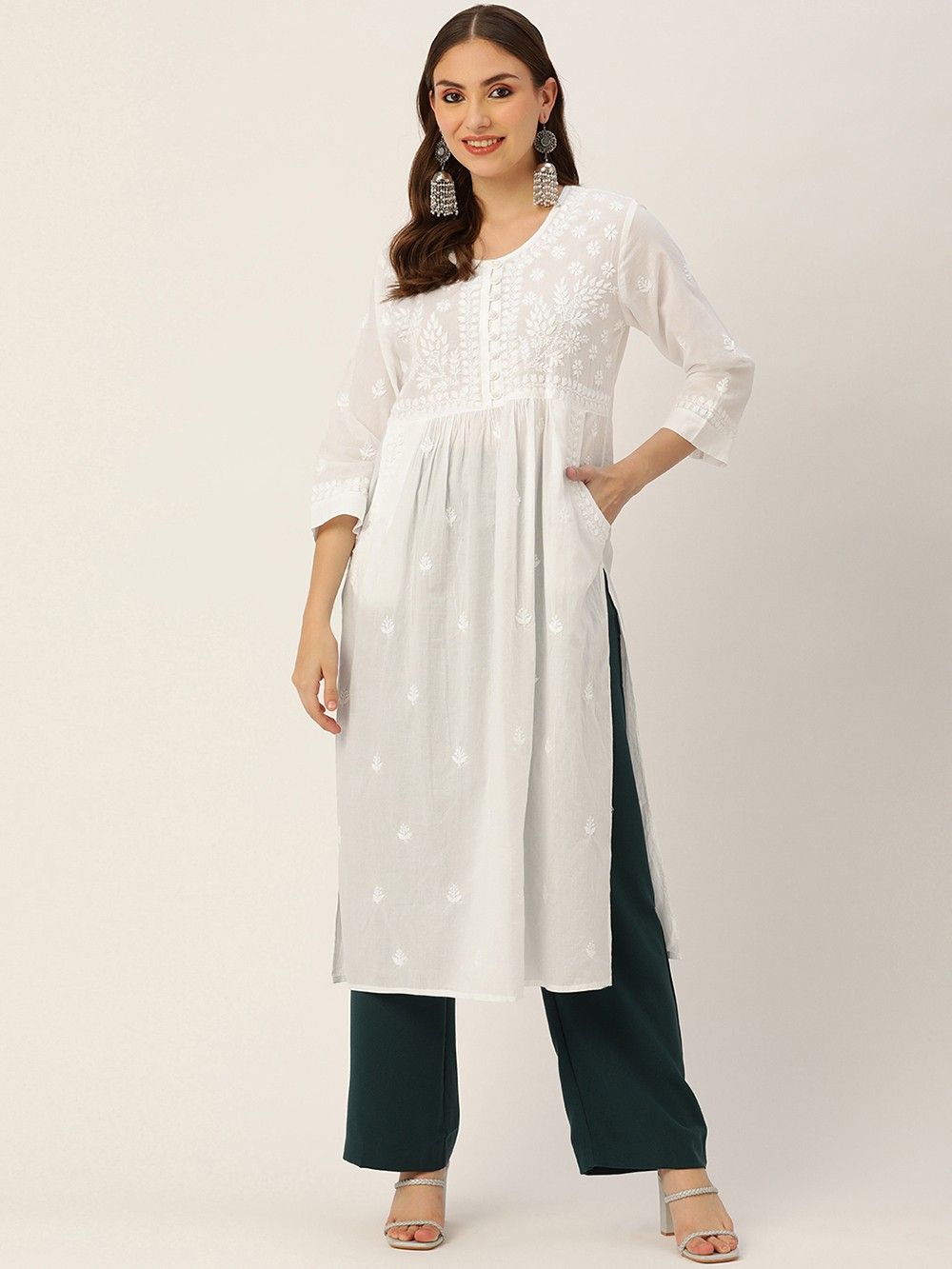 the loom - White Chikankari Cotton Kurta