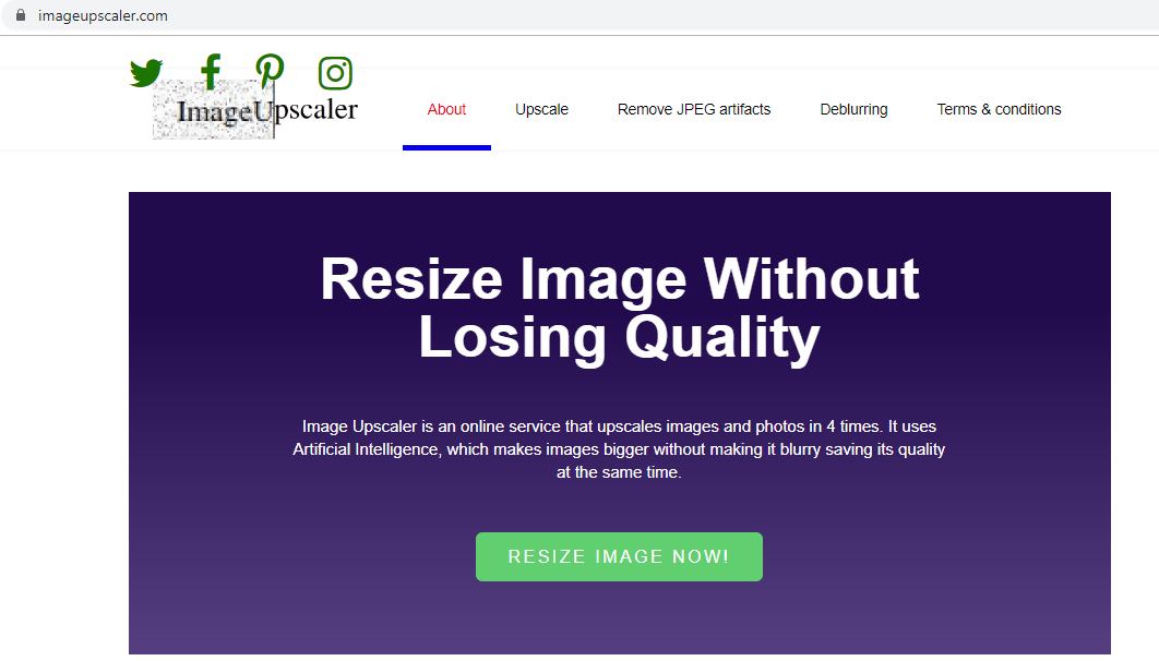 Image Upscaler homepage