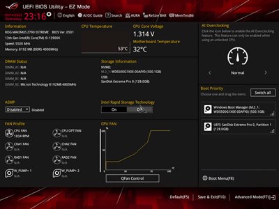 ROG UEFI BIOS UI possui modo EZ