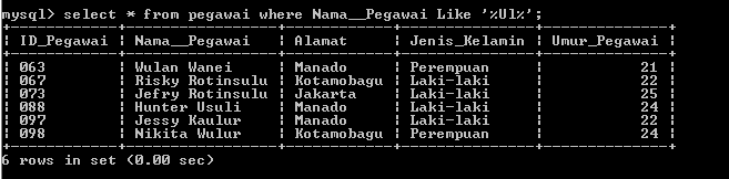 C:\Users\Aras\Documents\Tugas semester 1\Basis data\Tugas besar\7 Like, Order by, Grup By, Asc, Des\Like\Pegawai\Like 24.PNG