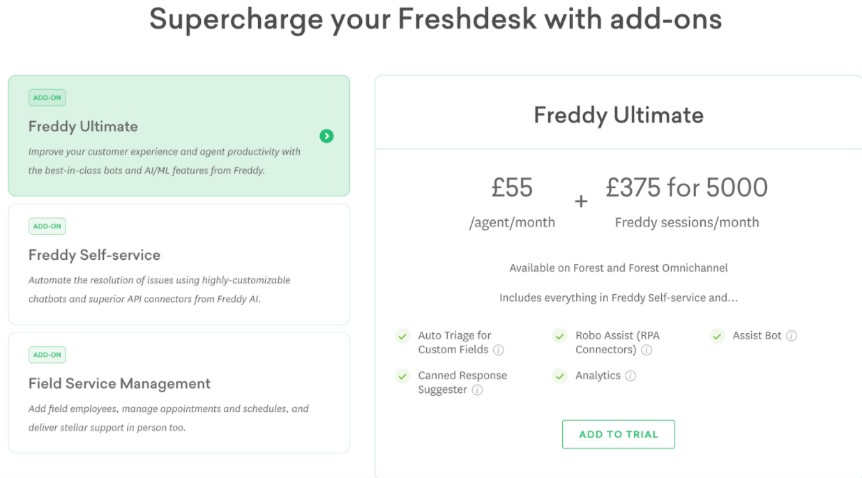 Upsell Page Examples: Image Of Freshdesk Upsell Page