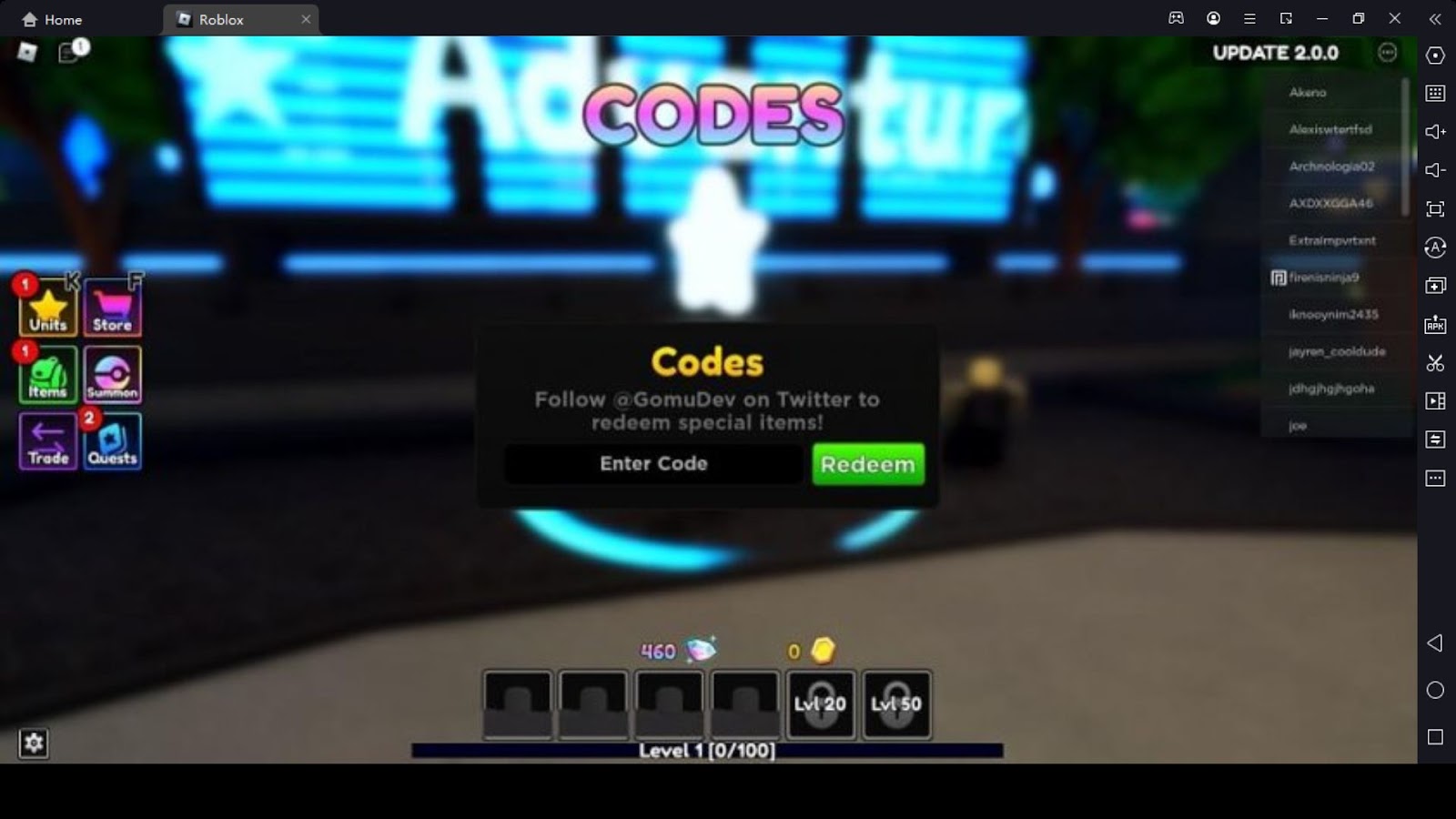 How to Redeem Codes in Anime Adventures