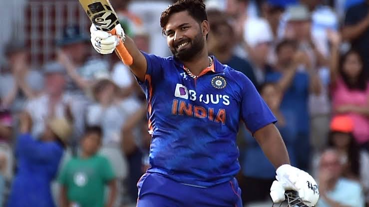 Pant celebrates his century against England