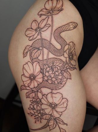 Snake And Flowers 