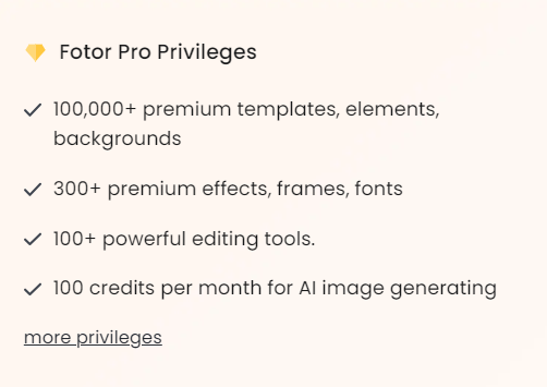 the Fotor Pro Privileges