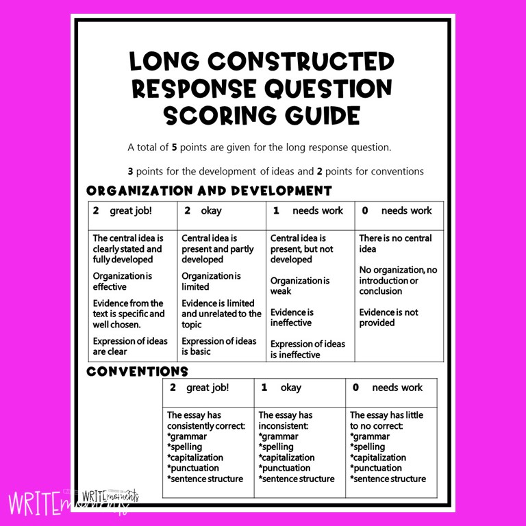 long constructed response rubric
