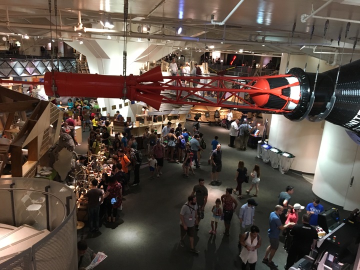 a space ship inside the new york hall of science at the world maker faire