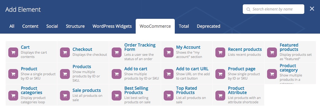Elementos WooCommerce para Visual Composer