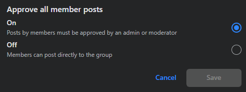 Approve all members posts in Facebook group
