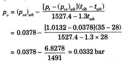 In laboratory test, a psychrometer recorded dry bulb temperature as 33 •c and wet bulb temperature 28 •c. Calculate 