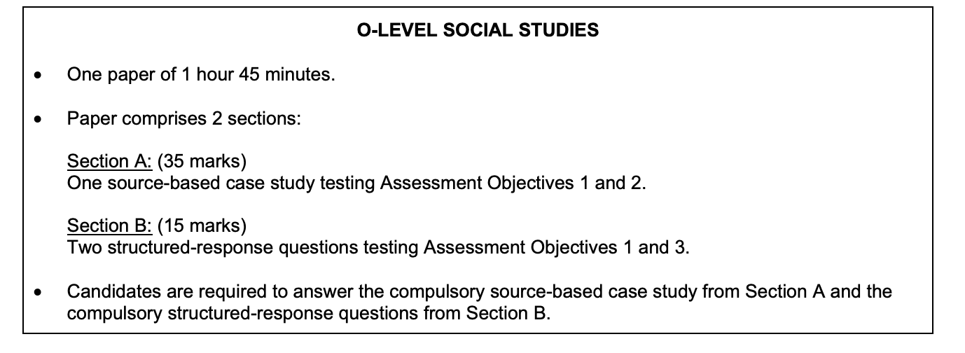 o level social studies exam format