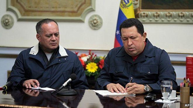 Diosdado Cabello y Hugo Chávez en Miraflores, Caracas, diciembre 2012