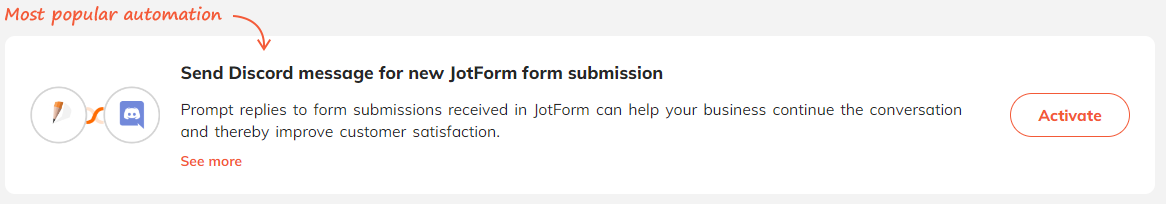 popular automations for JotForm + Discord integration