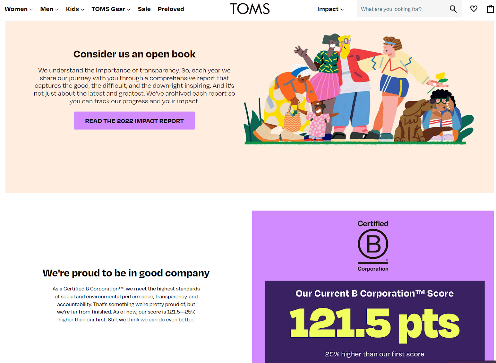 TOMS' About Us page
