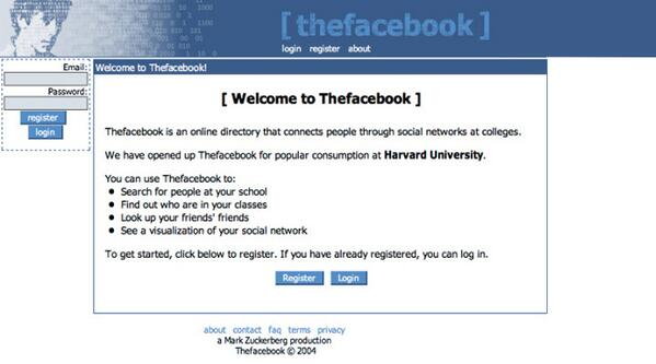 The History of Web Design the facebook original user interface