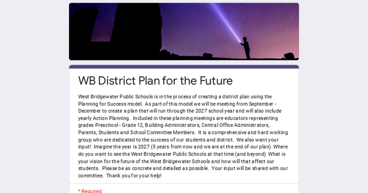 WB District Plan for the Future