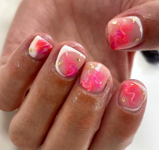 Pinkish Marble Short Cute Nail Designs