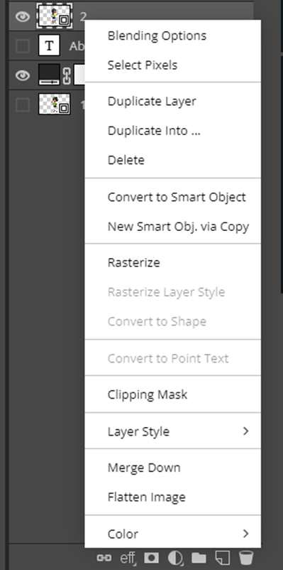 Layer options in photopea