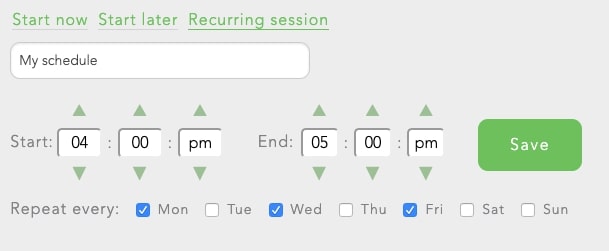 Create a recurring block schedule with recurring sessions