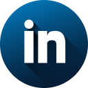 circle, high quality, linkedin, long shadow, media, social, social media icon