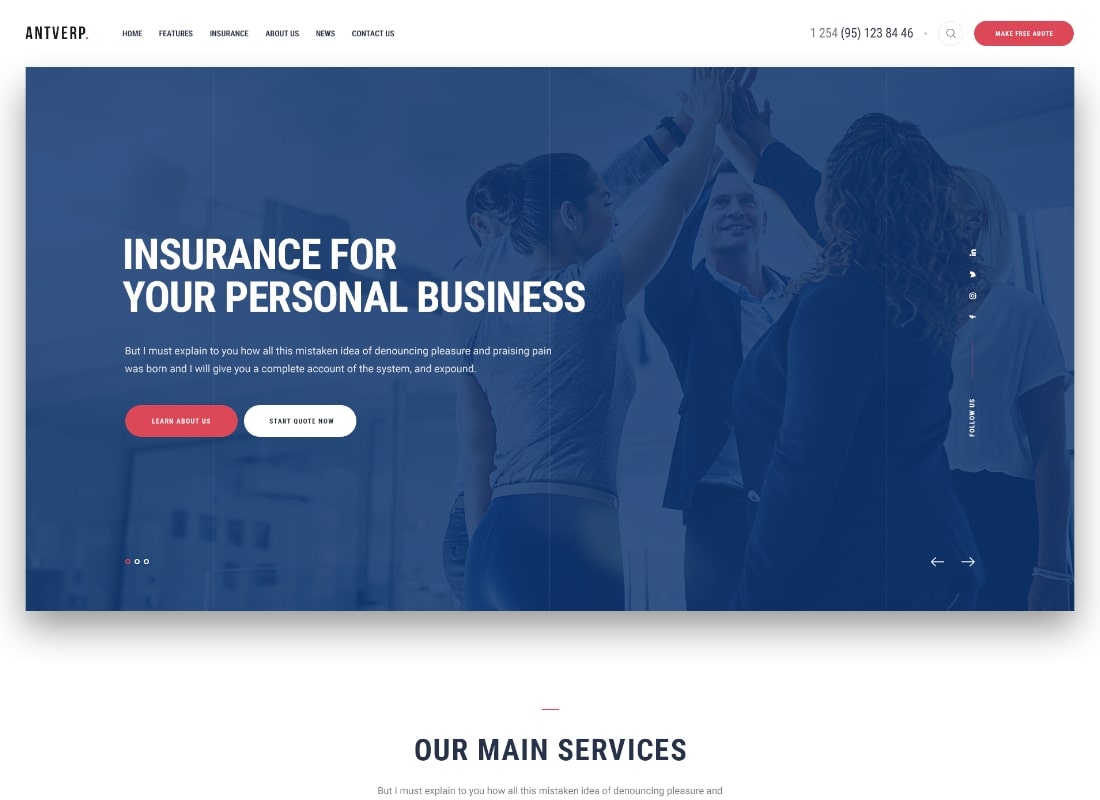 Antverp |  Un tema de WordPress sobre seguros y asesoría financiera