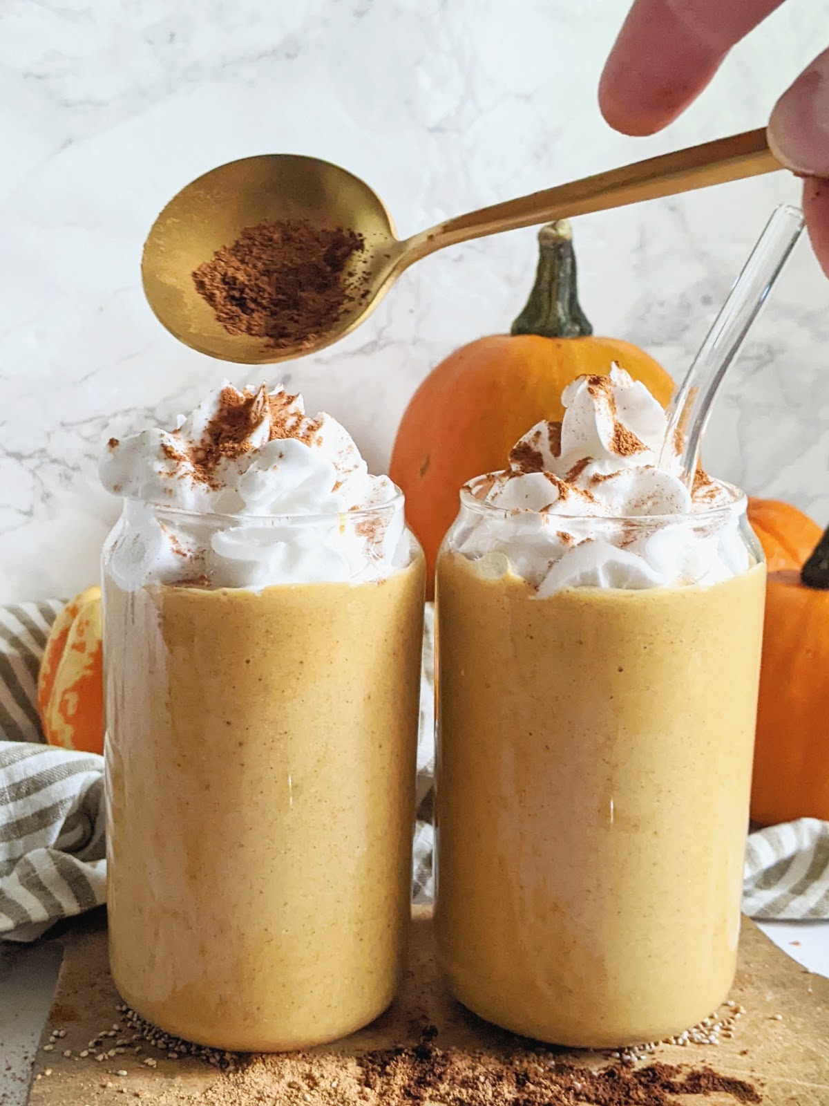 pumpkin pie smoothie with whipped cream