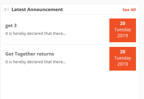 A screenshot of Dokan announcement in Dokan vendor dashboard