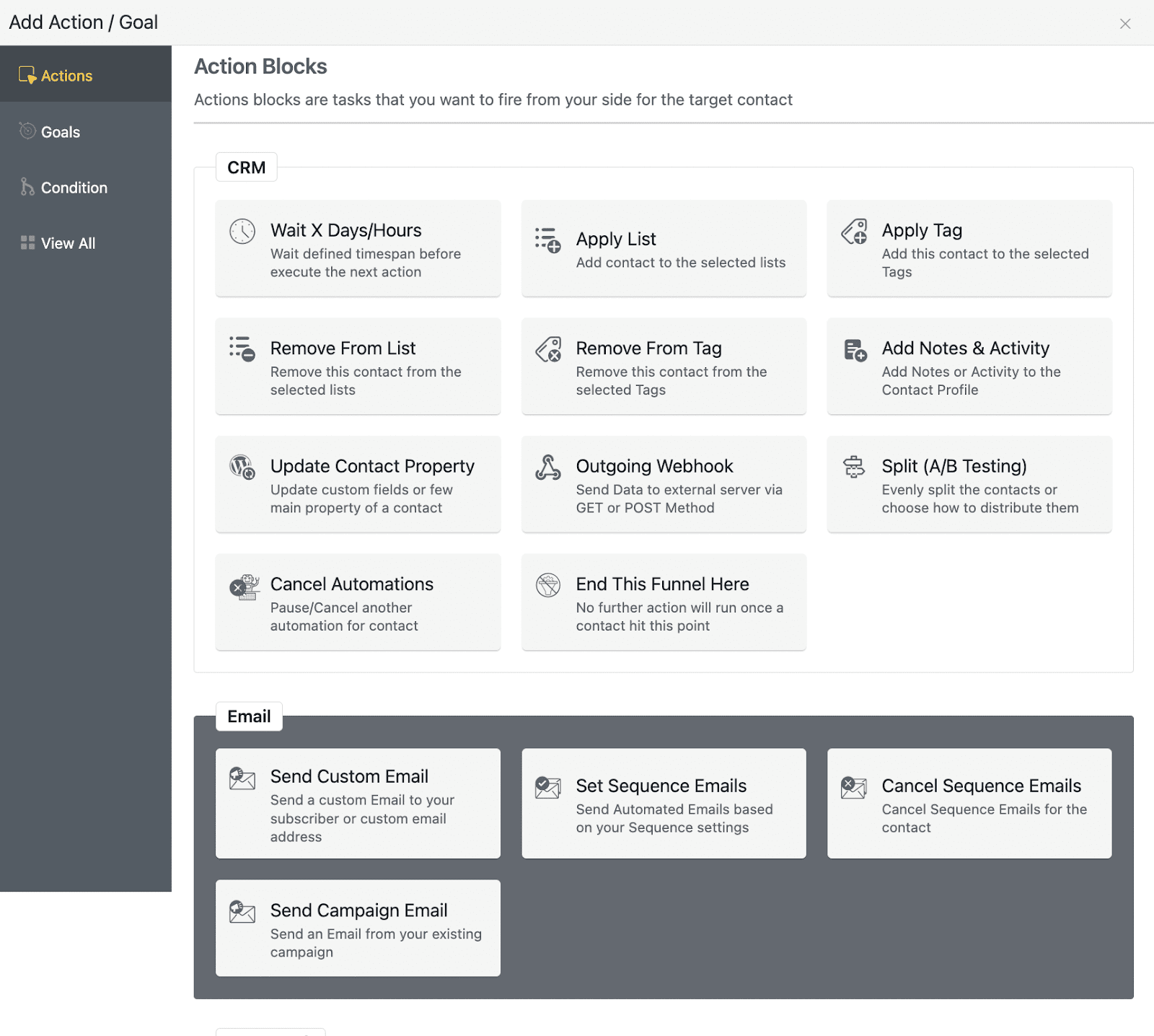 fluentcrm actions